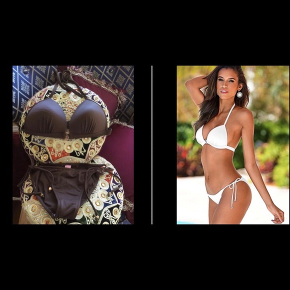 VENUS ENHANCER Bikini-TOP SZ C, String BOTTOM SZ 4 Brown - Picture 1 of 8